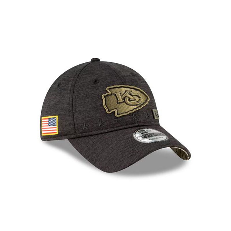 NFL Kansas City Chiefs Salute To Service 9Twenty Adjustable (PZS9784) - Black New Era Caps